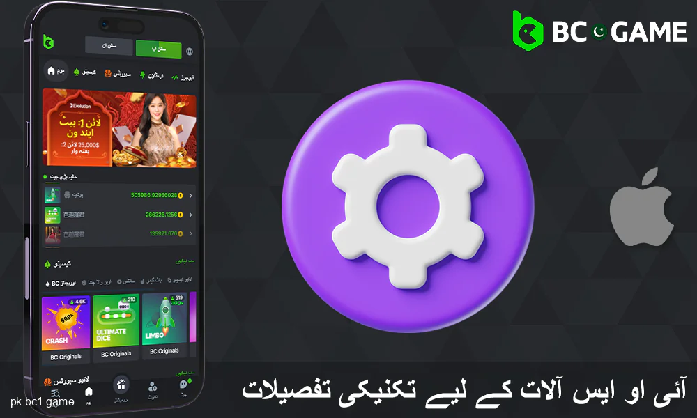 BC.Game پاکستان iOS ایپلیکیشن کے سسٹم کے تقاضے