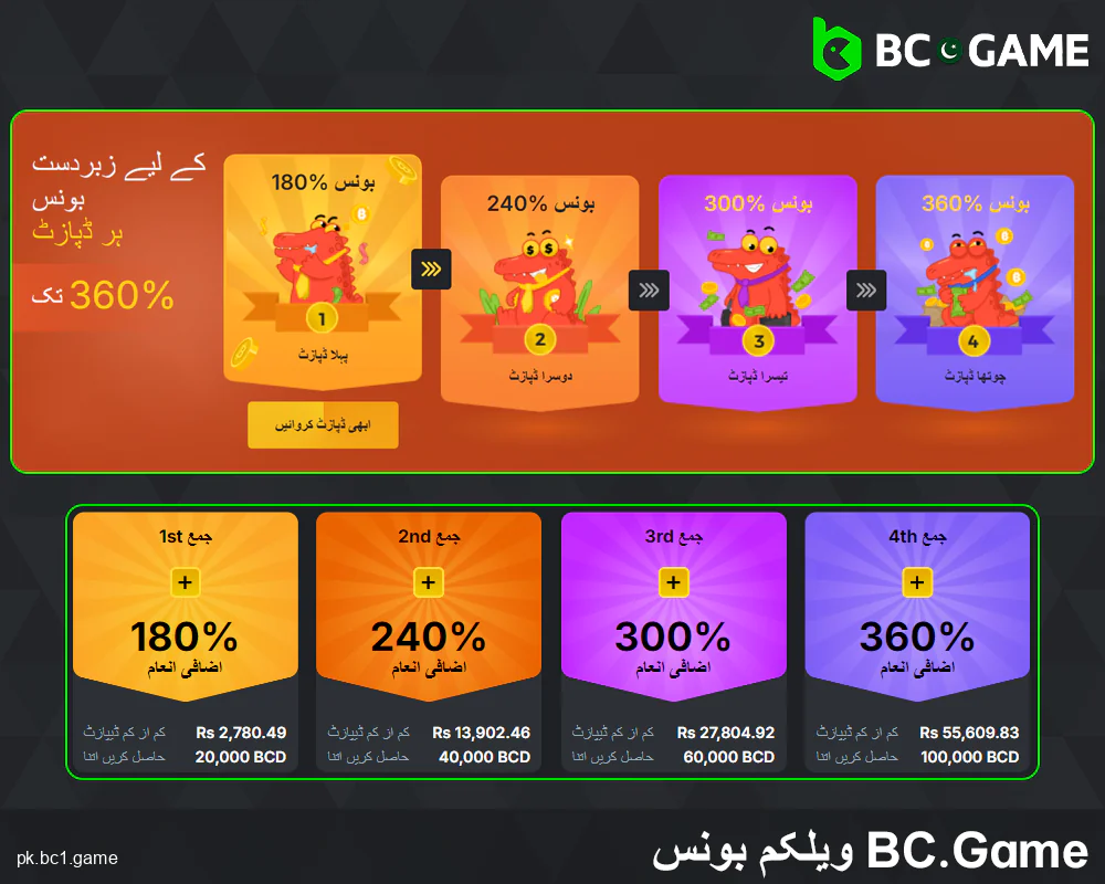 BC.Game پاکستان میں پہلے ڈپازٹ پر بونس