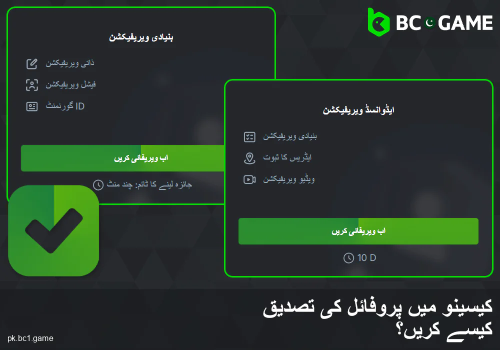 BC.Game پاکستان کیسینو پروفائل کی تصدیق