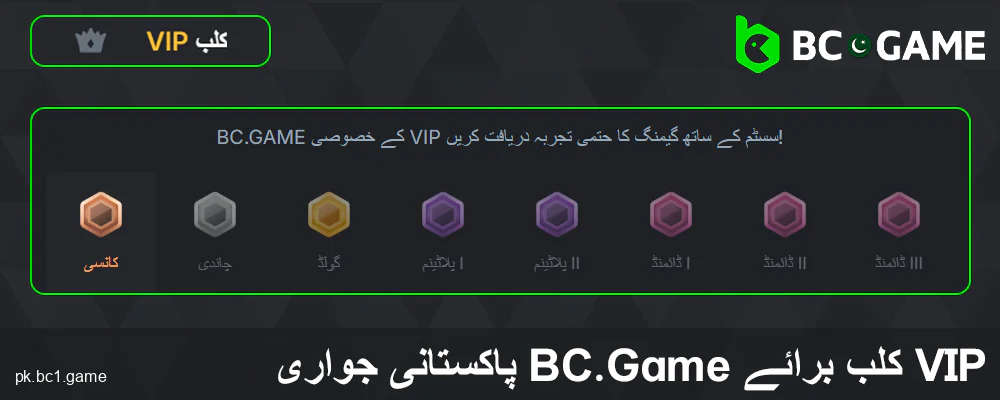 BC.Game پاکستان میں وفاداری کا پروگرام